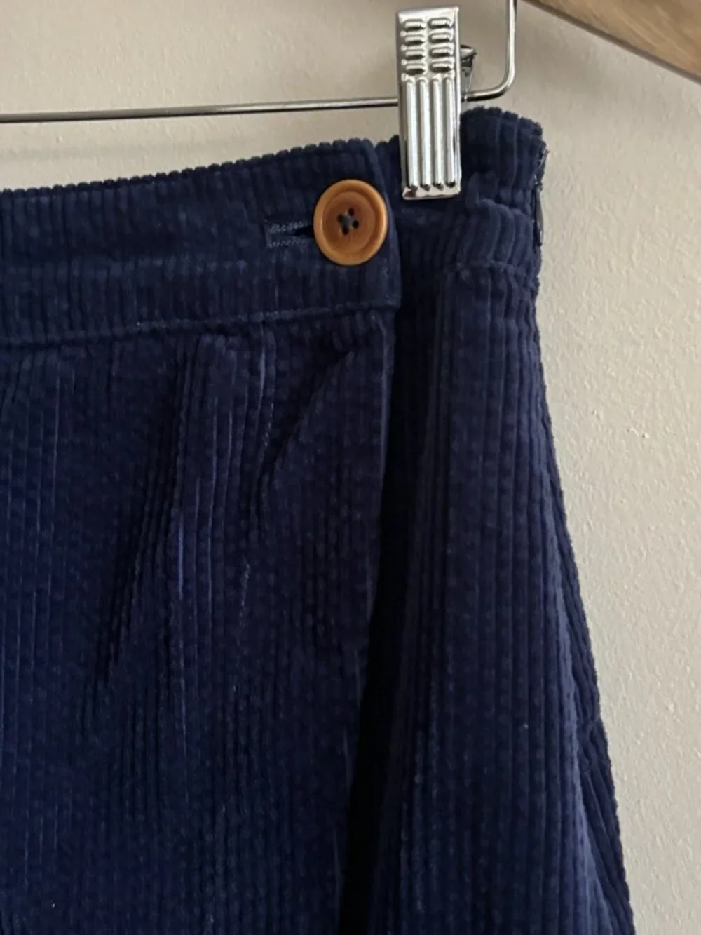 Anthropologie Letterpress Navy Blue Corduroy Faux Wrap Skirt 6 Preppy Academia - Picture 2 of 9
